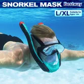 Full Face Snorkelling Mask Bestway Flowtech L/XL Adults Anti Fog Dual Snorkel Tubes 180° Panoramic Dry Top Swimming Goggles Silicone Diving Gear 14+