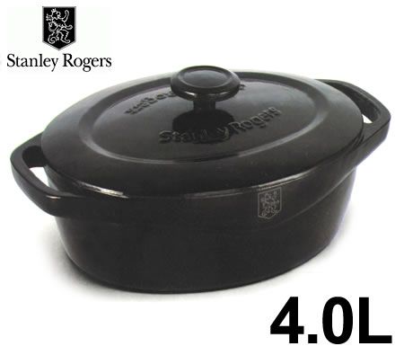 Stanley Rogers 4.0L 28cm Oval Enamelled Cast Iron Casserole Black