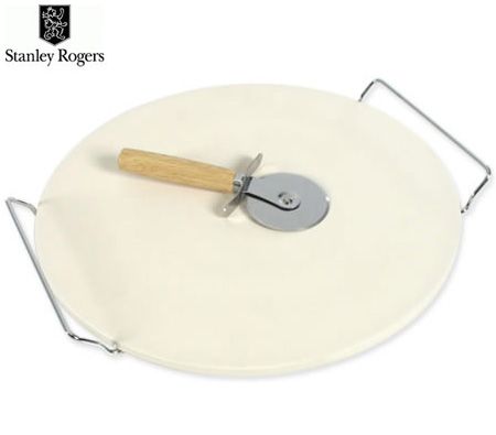 Stanley Rogers 3 Piece Pizza Set with Pizza Cooking Stone / Cutting Wheel & Server