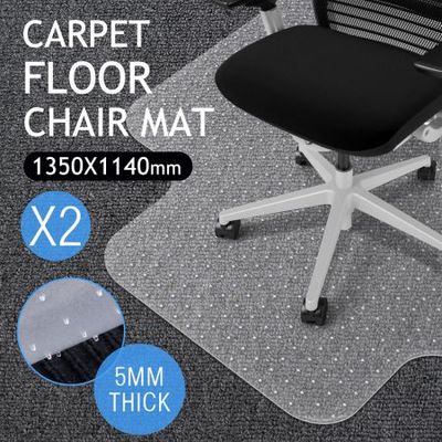 2X Carpet Floor Protector Plastic Chair Mat 135cm x 115cm