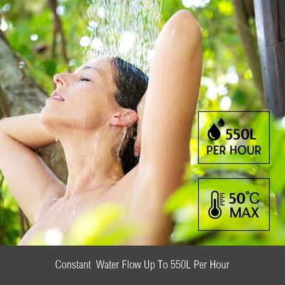 MAXKON 10 in 1 550L/Hr Portable Outdoor Gas LPG Instant Shower Water Heater  - Silver