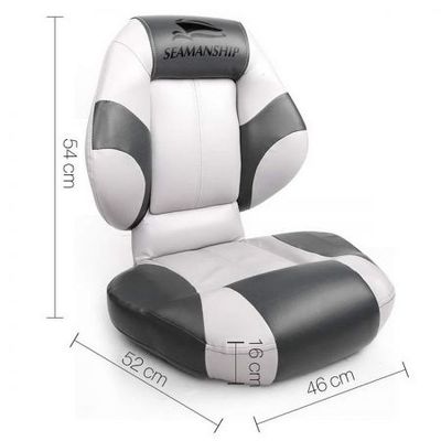 Seamanship Set of 2 Folding Swivel Boat Seats - Grey & Black