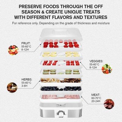 Maxkon 5 Trays Food Dehydrator Dryer Machine Fruit Mushroom Jerky