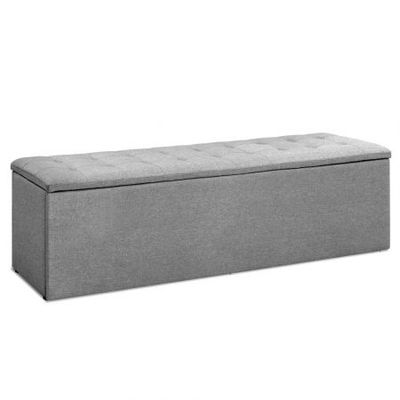 Artiss Storage Ottoman Blanket Box Linen Foot Stool Rest Chest Couch Grey