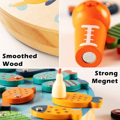 Magnetic Wooden Fishing Game Toy for Toddlers - Alphabet Fish