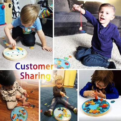 Magnetic Wooden Fishing Games for Toddlers Creative Fish Catching