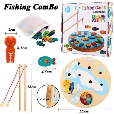 Magnetic Wooden Fishing Game Toy for Toddlers - Alphabet Fish Catching  Counting Preschool Board Games Toys for 3 4 5 Year Old Girl Boy Kids  Birthday Learning Education Math with Magnet Poles
