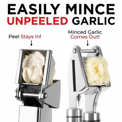 Garlic Press Stainless Steel-No Need to Peel, Easy Squeeze & Clean,  Dishwasher Safe Garlic Mincer