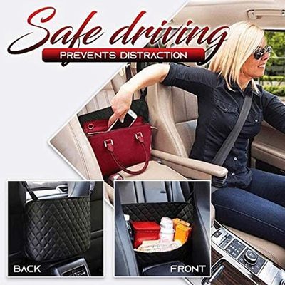 GetUSCart- Damocles Car Net Pocket Large Adjustable Buckle Strap Car Seat  Bag Holder Car Mesh Purse Holder Between Seats