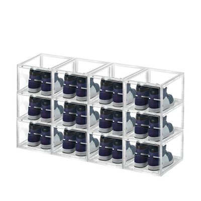 20) Clear Shoe Storage Boxes Plastic Stackable Sneaker Holder Organizer w/  Lids