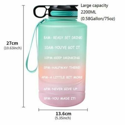 2 Litre Water Bottle With Straw & Time Markings 75 OZ Motivational Water Jug  BPA Free Leakproof Large Water Bottle 