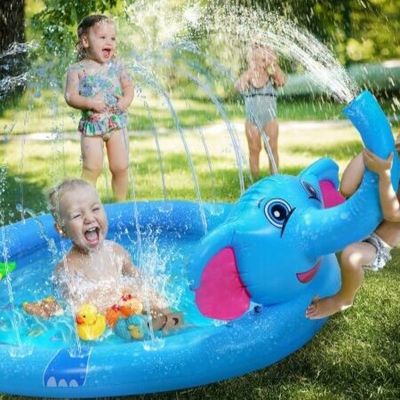 Hotdor Splash Pad Sprinkler Pool for Kids and Pets, 3-in-1 Outdoor Water  Toys, Inflatable Toddler Fun Play Area, 50'' Diameter, Blue