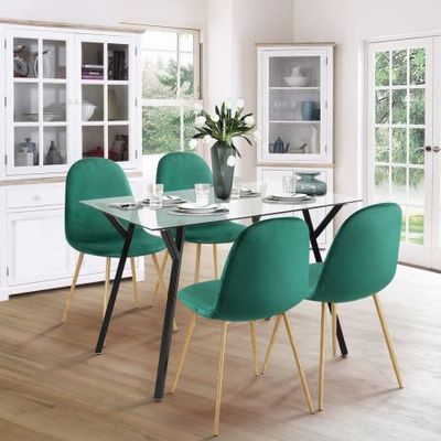 Glass table deals and velvet chairs