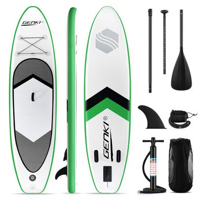 GENKI Inflatable 2 in1 Up Board Dark Green SUP Surfboard Paddle Kayak Stand