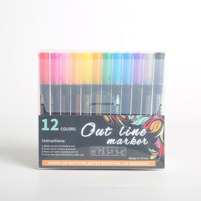 12/24 Colors Double Line Outline Art Pen Marker Pen Diy Graffiti