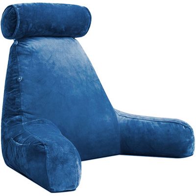 Bed Rest Pillow Navy Blue Reading TV Back Support Pillows Lounger