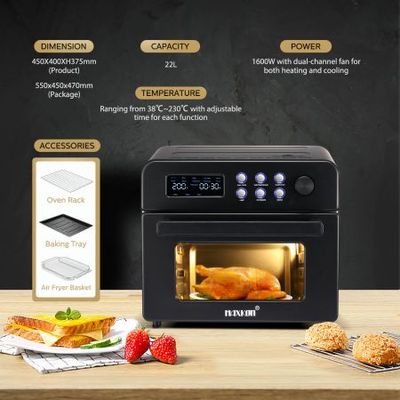 MOOSOO 24.3 Quart Air Fryer Oven, Stianless Steel Toaster Oven