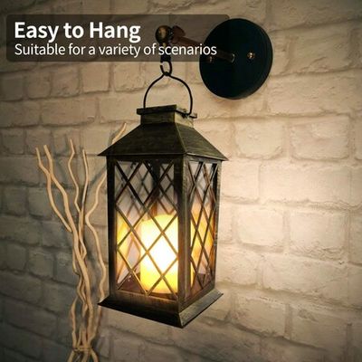 Solar Lantern,Outdoor Garden Hanging Lanterns,Set of 2,Waterproof LED Flickering