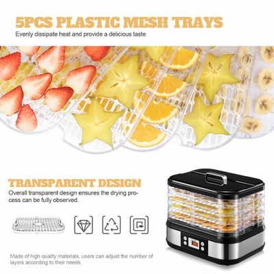 Large Drying Capacity Food Fruit Dehydrator with 5pcs Movable Trays - 14 x  12 x 9