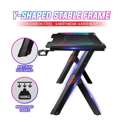 MIUZ RGB LED Gaming Desk Computer Home Office Writing Desk Racer Table