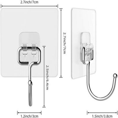 Large Adhesive Hooks 44Ib(Max), Waterproof and Oilproof Wall Hooks