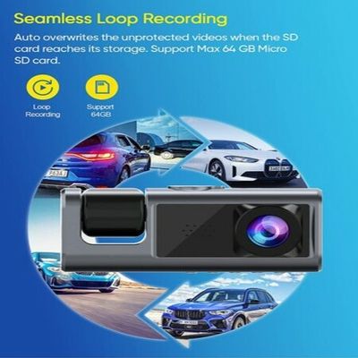 3 Channel Dash Cam Front and Rear Inside, 1080P Dash Camera for Cars,  Dashcam Three Way Triple Car Camera with IR Night Vision, Loop Recording