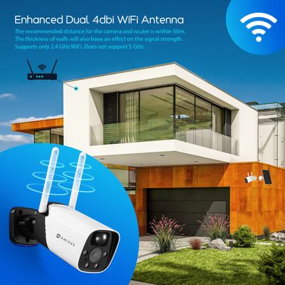 Solar Outdoor Wireless Security Camera Rechargeable Battery WiFi IP Home  Surveillance Camera 1080p Night Vision 4dbi Antenna IP66 Waterproof Human