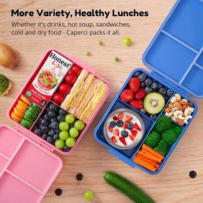 Caperci Kids Bento Lunch Box with Insulated Thermos - Leakproof