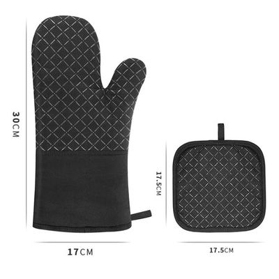 Kitchen Oven Glove High Heat Resistant 500 Degree Extra Long Oven Mitts and  Potholder with Non-Slip Silicone Surface