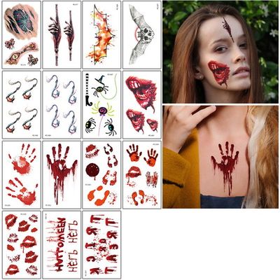 228+ Pcs 28 Sheets 3d Fake Scars Zombie Tattoo Temporary Halloween Makeup  Kit For Kids Women Men Adults Fake Wound Cut Stitches Tattoo Chucky Makeup  K | Fruugo ZA