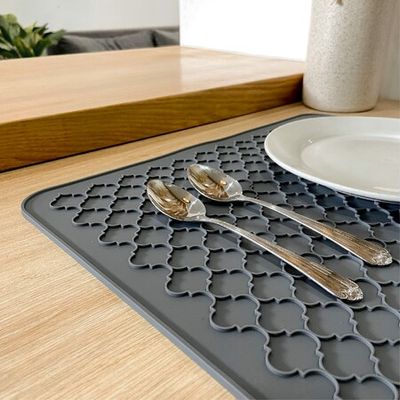 Silicone Dish Drying Mats With Utensils Holder, Heat Resistant