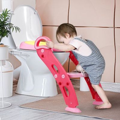 Potty Training Seat Toilet w/Step Stool Ladder & Splash Guard, Kids  Toddlers Trainer w/Handles. Sturdy & Foldable. Non-Slip Steps & Anti Slip  Pads.