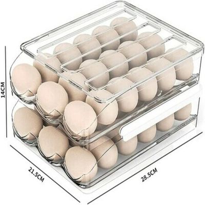 Rolling 36 Egg Container Bin For Refrigerator, Plastic Egg Storage Box for  Fridges, Clear Egg Holder With Lid Large Capacity Fridge Egg Organizer,  Auto Rolling Egg Holder(2 Layers) 