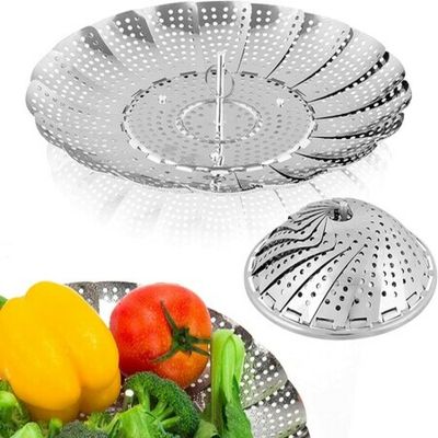 Vegetable Steamer Basket, Stainless Steel Folding Steamer, Insert for Veggie Fish Seafood Cooking, Expandable to Fit Various Size Pot(5.1 inch to 9