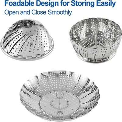 Vegetable Steamer Basket, Premium Stainless Steel Veggie Steamer Basket -  Folding Expandable Steamers to Fits Various Size Pot, Small 