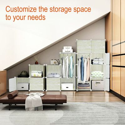 Cube Storage Organizer, 16-Cube Book Shelf, DIY Plastic Closet Cabinet