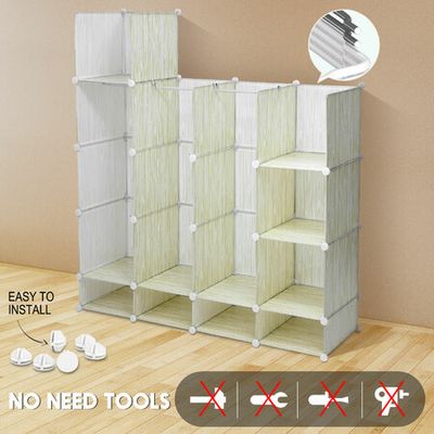 Cube Storage Organizer, 16-Cube Book Shelf, DIY Plastic Closet Cabinet