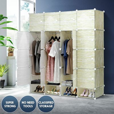 DIY Plastic Portable Wardrobe Closet Organizer Storage Shelving
