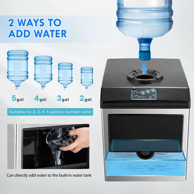 2-in-1 Stainless Steel Countertop Ice Maker with Water Dispenser