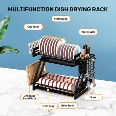 Kitchen Dish Cup Drying Rack Utensil Drainer Dryer Tray Cutlery Holder  Organizer