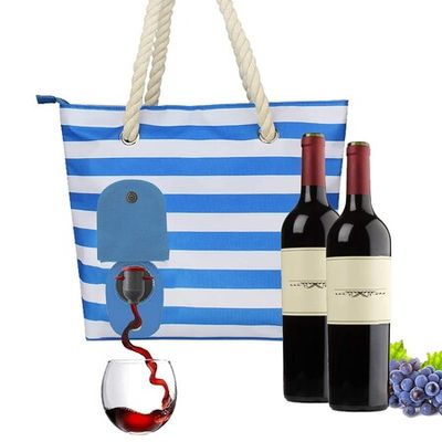 Amazon.com: PortoVino Beach Wine Purse/Tote with Hidden Holds 2 bottles of  Wine! Great for Travel Pink & White Swankey Persimmon Wine Tote with Hidden,  Insulated Compartment 4 bottle of Wine from Cooler :