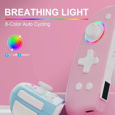 Joypad Controller for Nintendo Switch/Switch Lite/Switch OLED,Wireless Joy  Con Replacement Switch for Joycon Controller 8 Colors Breathing Adjustable