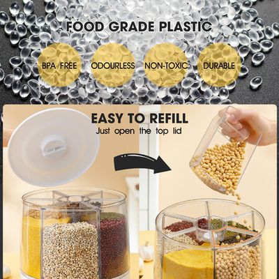Food Grain Storage Container Large Capacity 5-grid Rice Dispenser, 360  Rotating Food Dispenser Measuring Cylinder With Lid Moisture Resistant  Househo