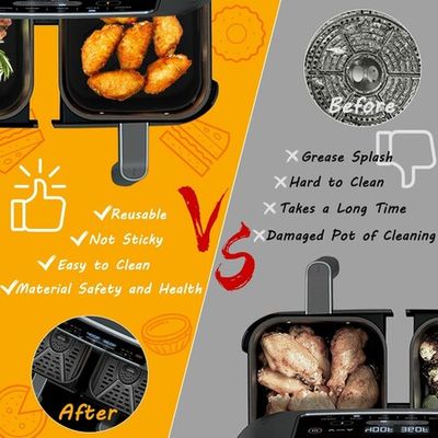 Ninjas Dual Air Fryer Pots  2 x Silicone Air Fryer Liners Double