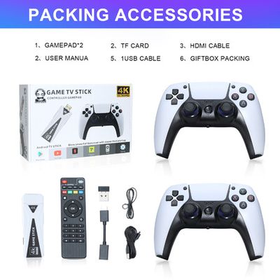 X8 Dual System Android Game Stick 4K Mini Video Game Console 64GB 10000  Free Games Support WIFI With Wireless Gamepads