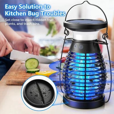 Solar Bug Zapper Indoor Outdoor - Electric Mosquito Zapper Waterproof UV  Bug Killer, 3 in 1 Emergency Power Supply, LED Light, Rechargeable Insect  Fly