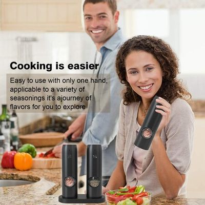 Electric Salt and Pepper Grinder Set with Charging Base and LED