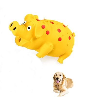 Squeaky Pig Dog Toys, Grunting Pig Dog Toy That Oinks Grunts for Small Medium Large Dogs, Durable Rubber Pig Squeaker Dog Puppy Chew Toys, Latex