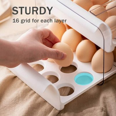 32 Egg Holder for Refrigerator, Large Capacity Egg Container for  Refrigerator, 2 Layers Clear Plastic Egg Fresh Storage Box for Fridge,  Upgrade Egg Storage & Egg Tray 