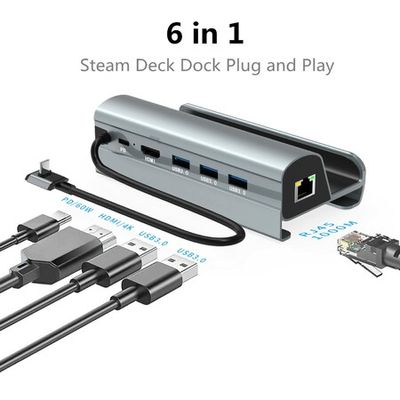 Steam Deck Dock,Aluminum Alloy 6-in-1 Docking Station with HDMI 2.0  Upgraded 4K@60Hz